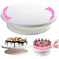 Samyaka Cake Turn Table with 360 Degree Rotation, White, 28 cm