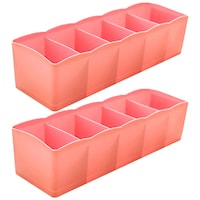 Samyaka Plastic 5-Grid Storage Box Drawer Organizer, 2 pcs