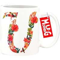 Picture of Mug Morning Letter U Mug, Floral Design