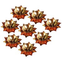 BulkySanta Brass Lotus Kamal Shape Metal Diya, Small, Pack of 8