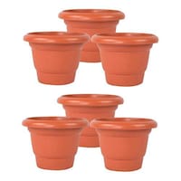 JRM Plastic Flower Pots,Brown, Medium, Pack of 6