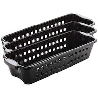 Picture of Hridaan Plastic Shelf Basket Rack, Medium, Pack of 3, Black