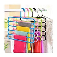 Hridaan 5 Layer Plastic Clothes Hanger, Multicolour, Set of 4
