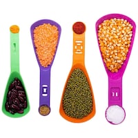 Hridaan Double Sided Measuring Cups and Spoon, Multicolour, Set of 4