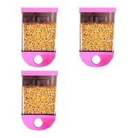 Hridaan Push Button Cereal Dispenser, Pink, 1000 ml, Pack of 3