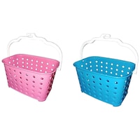 Picture of Hridaan Plastic Storage Basket with Handle, Set of 2