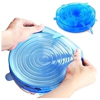 Samyaka Silicone Stretch Seal Lid Food Storage Bowl Cover, Blue, Pack of 6