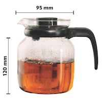 Borosil Carafe Flame Proof Glass Kettle With Strainer, 650 ml