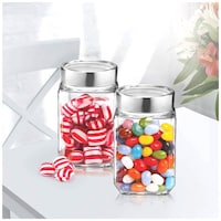 Treo by Milton Cube Storage Glass Jar, Set of Six, Pack of 6, 310ml