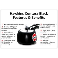 Hawkins Contura Non Induction Base Pressure Cooker, Black, 3liter
