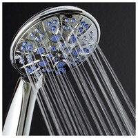 AquaDance Antimicrobial 6-Setting Shower Head, Sunset Blue, 4inch