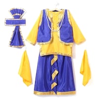 BookMyCostume Punjabi Folk Dance Costume Bhangra, Blue and Yellow