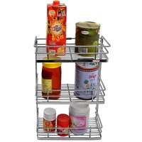 Picture of 2Mech Stainless Steel 3 Layer Wall Mounted Kitchen Shelf, Silver