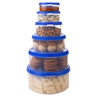 Picture of 2Mech Airtight Plastic Round Container, Blue, Set of 6