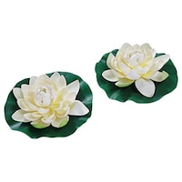 Fourwalls Artificial Floating Pond Flower, FW57, White, Set of 2