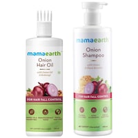 Mamaearth Combo of Hair Fall Control Onion Hair Oil and Onion Shampoo