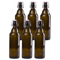 Picture of Ilyapa Amber Glass Beer Bottles with Rubber Seal Flip Caps, 950ml, Set of 6