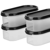 2Mech Plastic Kitchen Container, Black, 500ml, Set of 6
