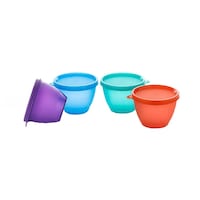 2Mech Plastic Bowled Kitchen Container, Multicolour, 450ml, Set of 4