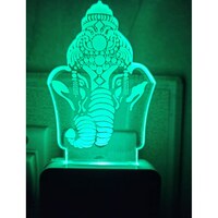 Picture of 2Mech Acrylic Colour Changing 3D Illusion LED Night Lamp, Ganpati Head Design