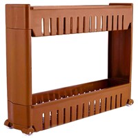 Picture of 2Mech 3 Layer Plastic Kitchen Rack with Wheels, 02, Brown