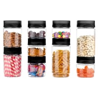 Picture of 2Mech Airtight Unbreakable Plastic Round Container, Black, 350ml, 650ml, 850ml, Set of 9