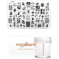 Picture of Royalkart Nail Art Stamping Kit with Soft Nail Stamper, CF05, Silicone