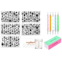 Picture of Royalkart Nail Art Stamping Jumbo Kit with Image Plates, CF Plate