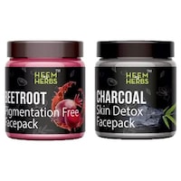 Heem & Herbs Beetroot and Charcoal Face Pack, 100 gm, Pack Of 2Pcs