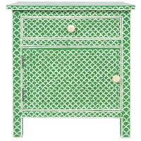 Picture of Lake City Arts Bone Inlay Large Bedside Table Fish Scale, Green