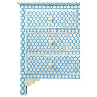 Picture of Lake City Arts Bone Inlay Chest of 4 Drawer Honeycomb Design, Blue