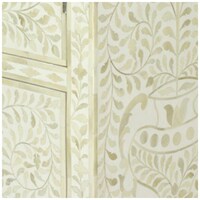 Picture of Lake City Arts Bone Inlay Floral Design Almirah Cupboard, White