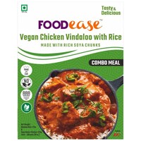 FOODEASE Vegan Soya Chicken Vindaloo with Basmati Rice Combo, 400 gm