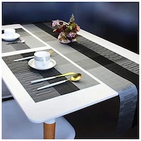 Picture of Royalkart Pvc Washable Placemats And Table Runner Set, Silver Black