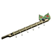 Hexiqon Lord Krishna's Flute & Colorful Peacock Shaped Key Stand, Zinc