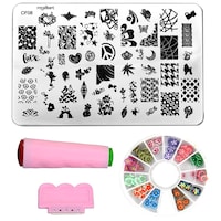 Picture of Royalkart Nail Art Stamping Kit with Double-sided Stamper, CF08