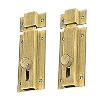Picture of Hexiqon Square Baby Latch Tower Bolt, 4 Inch, Brass Finish, Pack Of 2Pcs