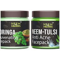 Picture of Heem & Herbs Moringa and Neem Tulsi Face Pack, 100 gm, Pack Of 2Pcs
