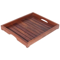 Creation India Craft Rectangular Shaped Wooden Serving Trays, Brown, 15inch