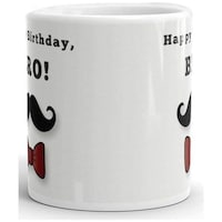 Picture of Mostos Ceramic Happy Birthday Bro Printed Coffee Mug, 330 ml