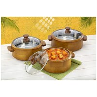 Picture of Sarangware Kitchen Wooden Outside and Steel Inside Casserole, 12192 C