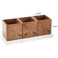 Sarangware Wooden Spoon Holder, 3 Sq.Box and Tray, 12111
