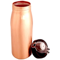 Prisha India Craft Copper Bottle with Sipper Matte Finish, Gold, 900 ml