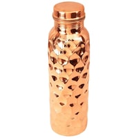 Prisha India Craft Diamond Designed Pure Copper Water Bottle, Brown, 900 ml