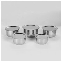 Picture of Limetro Stainless Steel Heavy, 22G Flat Base Cookware Tope with Lid, Set of 5