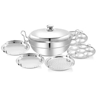 Picture of Limetro Stainless Steel Multi Kadhai Streamer with Lid, Set of  6