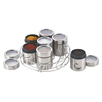 Limetro Steel 7in1 Spice Container with Spoons Stand, Set of 7