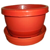 Krishna Industries Bonsai Pot With Tray, Terracotta, 10.5X8 Inch