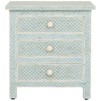 Picture of Lake City Arts Bone Inlay Large Bedside Table Fish Scale, Light Blue