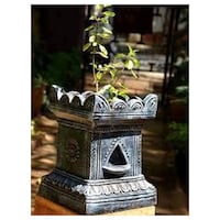 Picture of Village Decor Clay Earthen Tulasi Pot, 9x10.5", Black